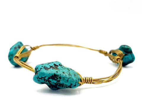 WIRE WRAPPED TURQUOISE STONE BRACELET
