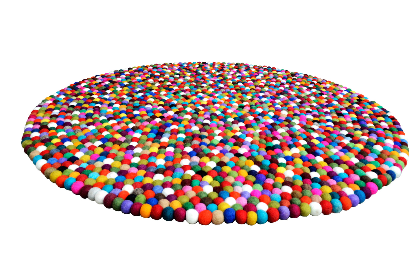 Round Multi Colored Felt Ball Rug
