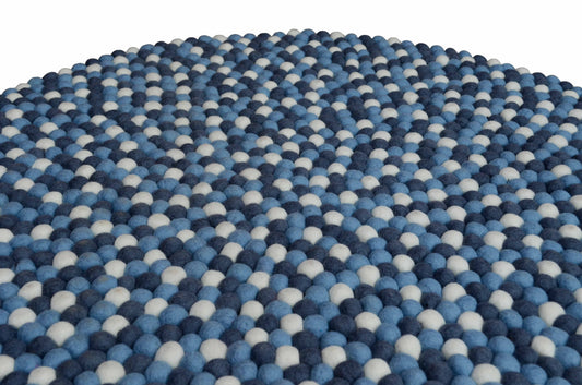 Round Blue Shades Felt Ball Rugs