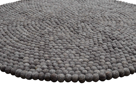 Round Grey Felt Ball Rug