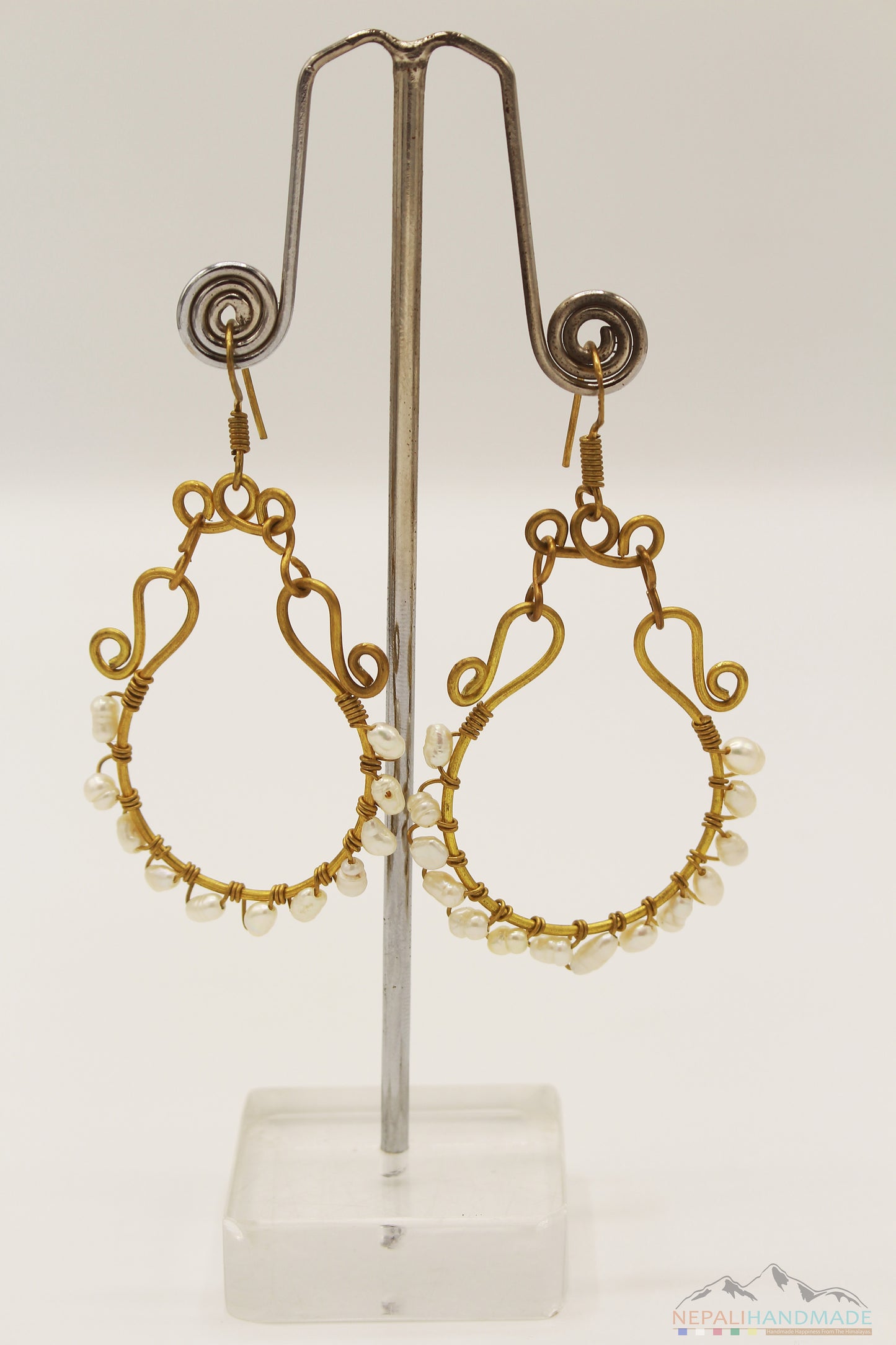 WHITE PEARLS EMBEDDED DANGLE EARRING