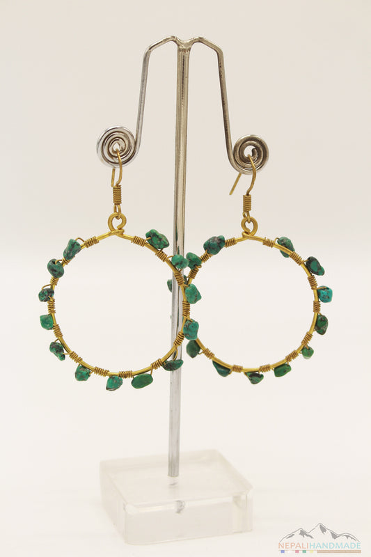 TURQUOISE EMBEDDED DANGLE EARRING