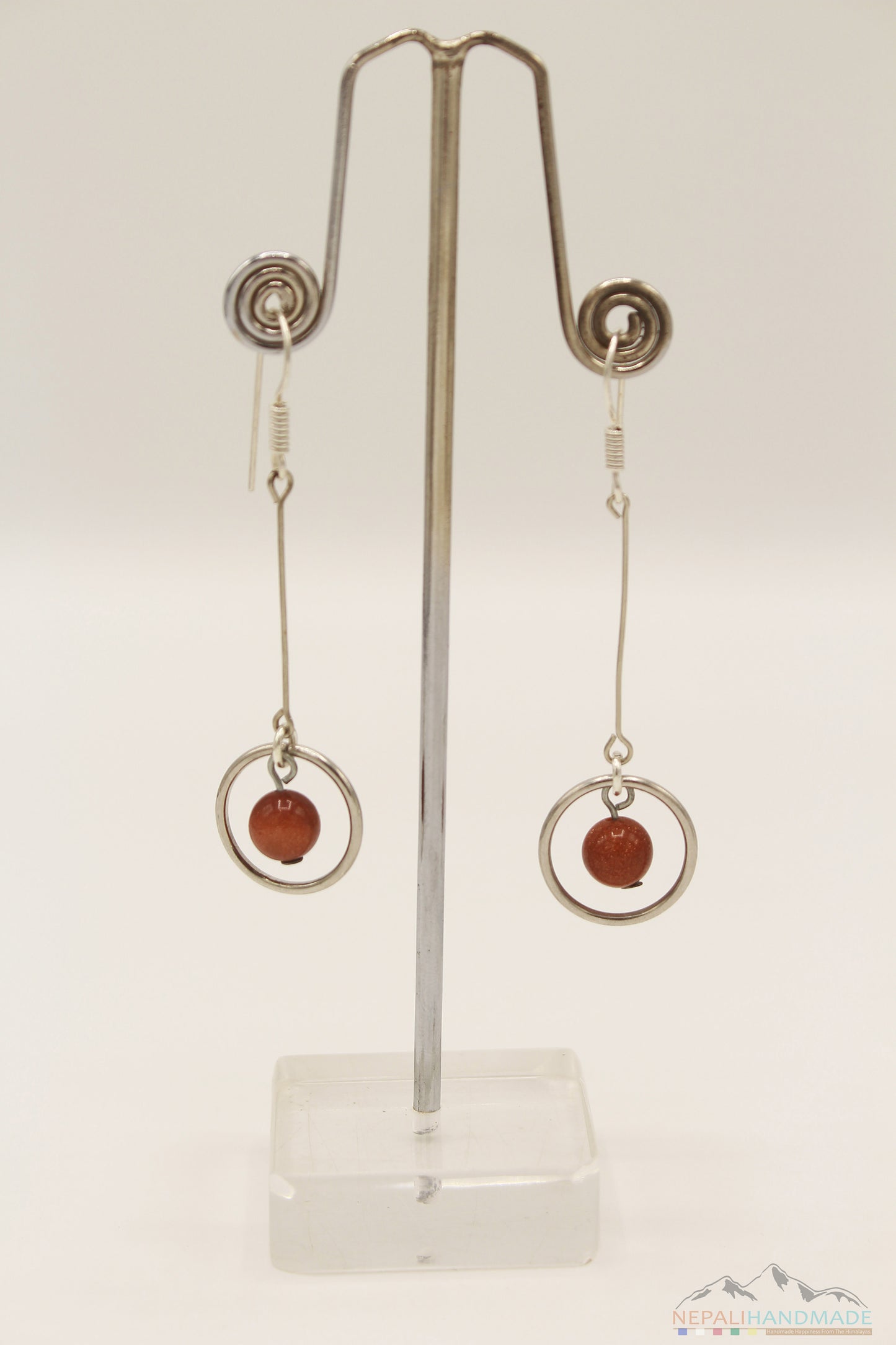 SPARKLING BROWN UNIVERSE INSIDE RING DANGLE DROP EARRING