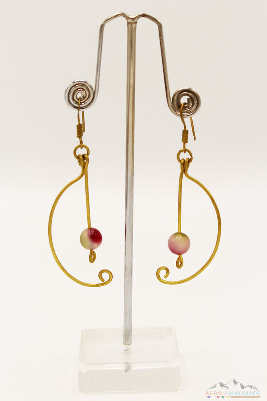 MULTI COLOR STONE SEMI CIRCLE EARRING
