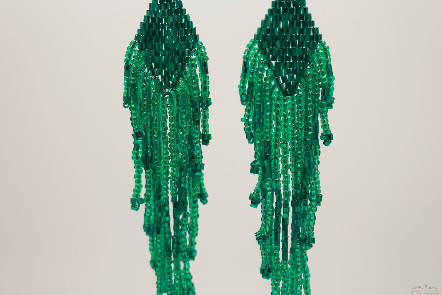 Sea green Glass Beads Rhombus Chandelier Earring for Women