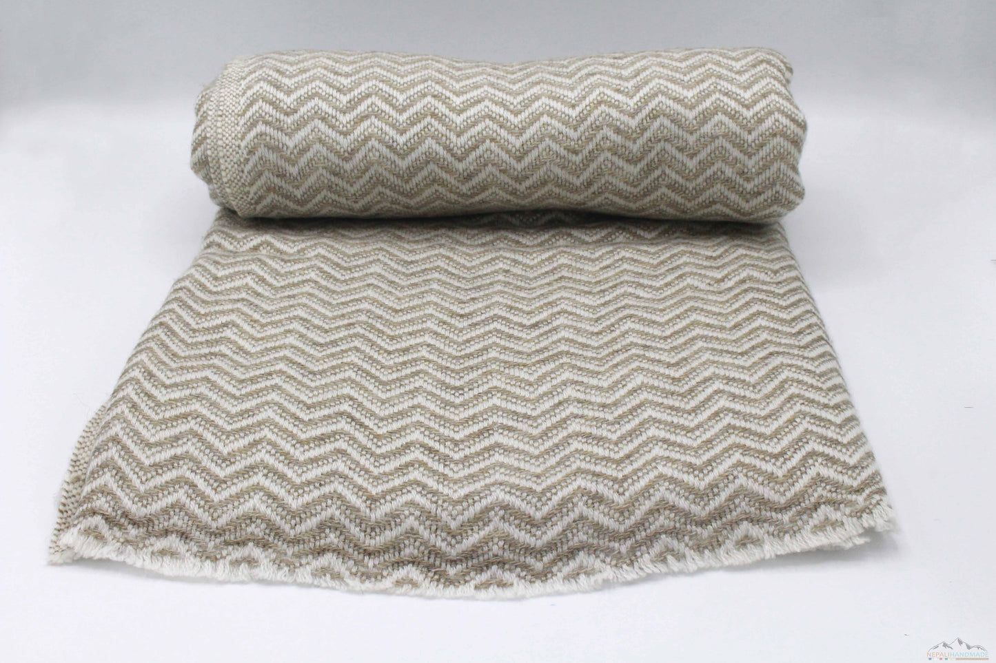 Tan Brown Chevron Cashmere Blanket