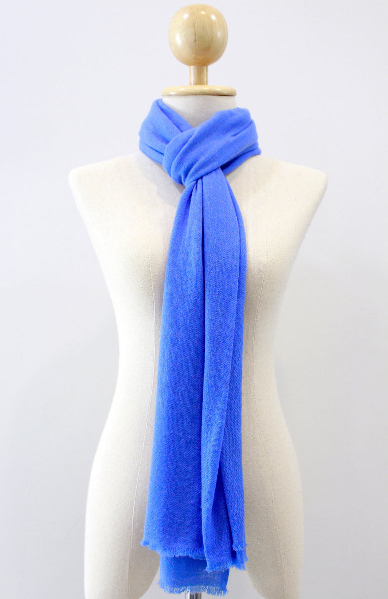 100% Cashmere Cornflower Blue Pashmina Shawl/Scarf – Nepali
