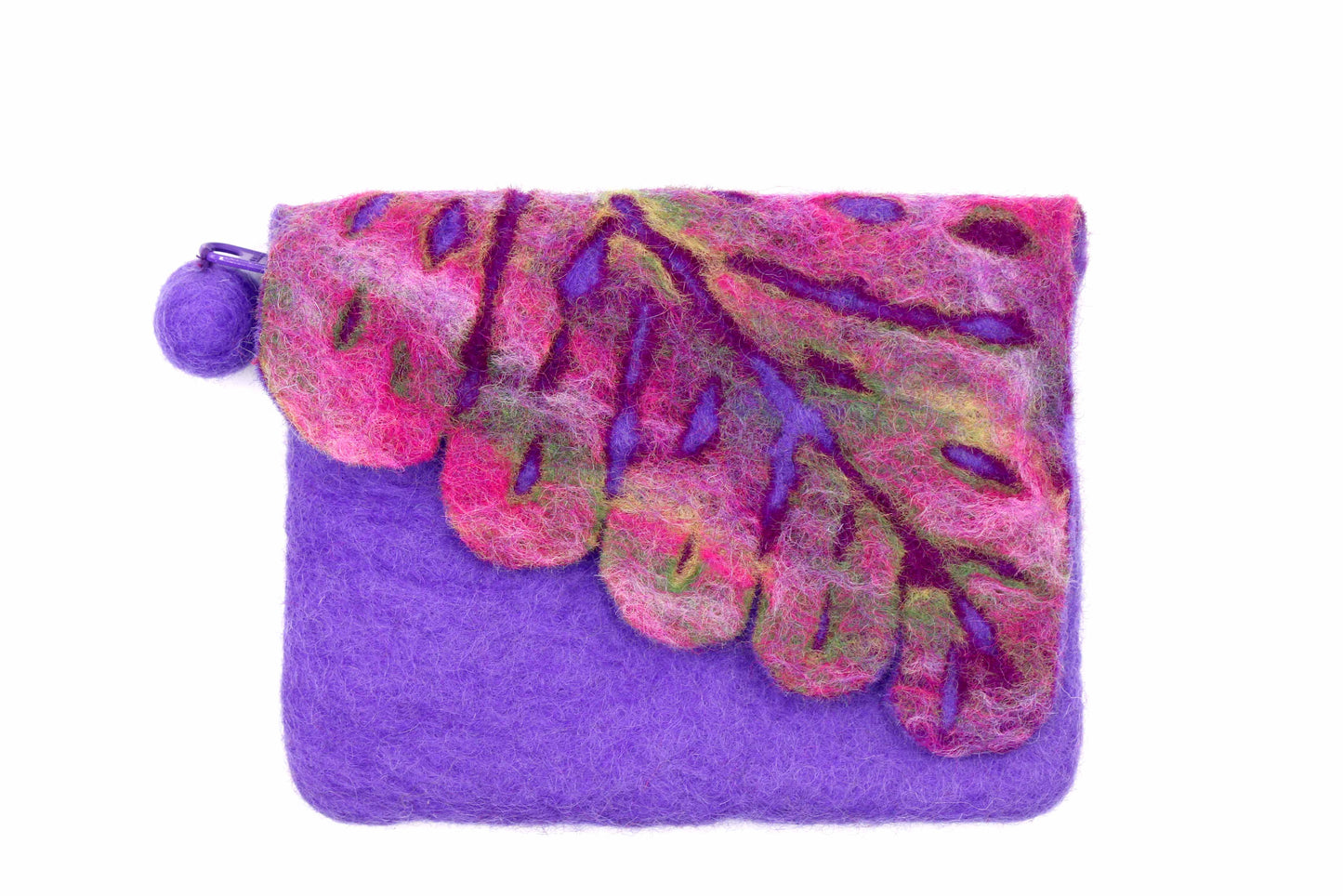 Leaf Cut Front Flap Purple Hand Purse