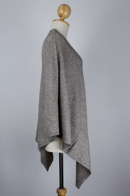 100% Cashmere Corn Silk Brown Poncho For Women