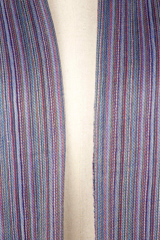 Women's 100% Sheep Wool Multicolored Striped Scarf – Mannequin Close View