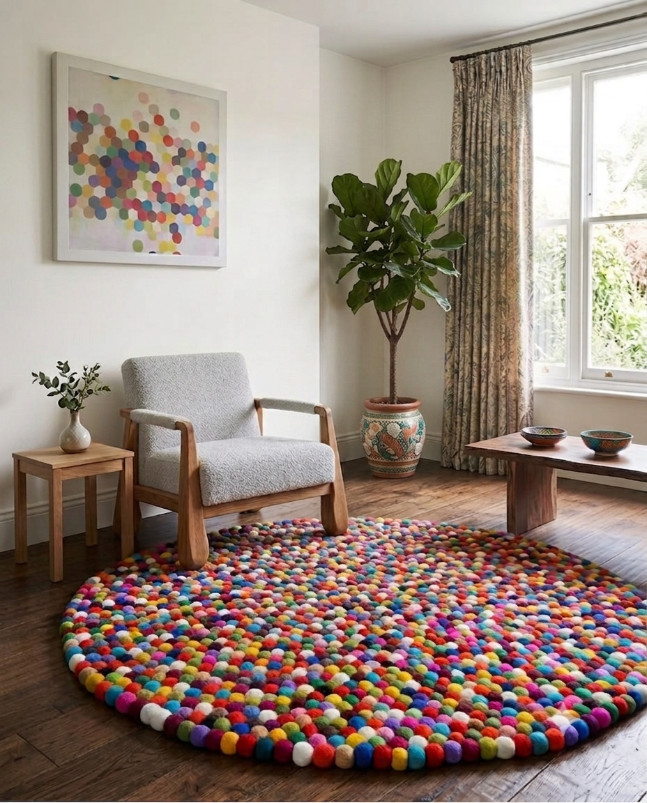 Round Felt Ball Rugs