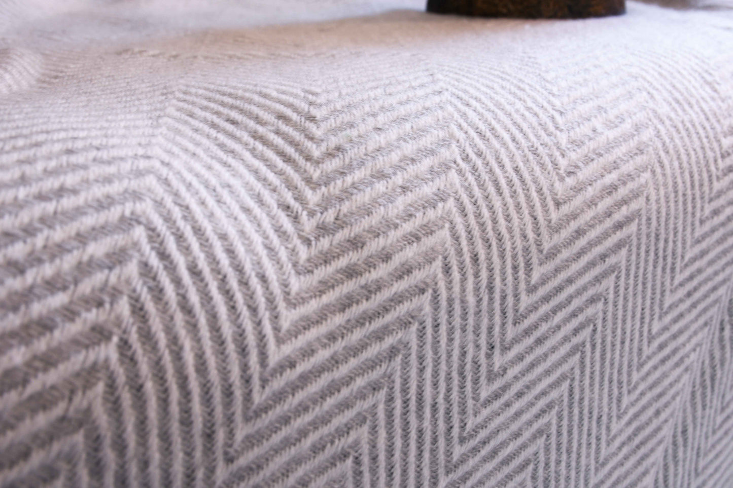 100% Cashmere Chevron Couch Throw, Light Gray And White, Adult & Baby, Travel Lap Blanket
