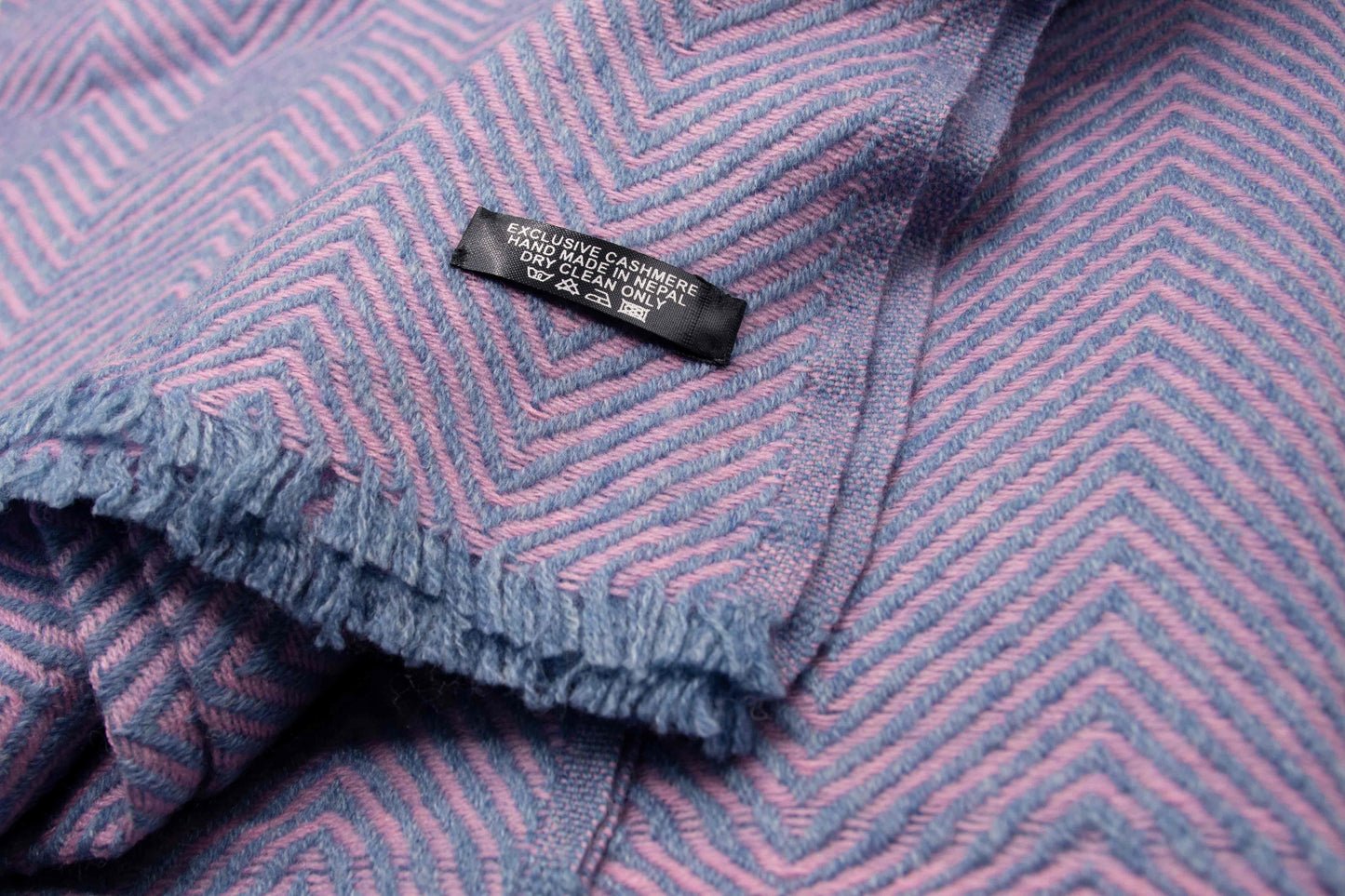 100% Cashmere Chevron Couch Throw, Pink And Steel Blue, Adult & Baby, Travel Lap Blanket, Gift Option