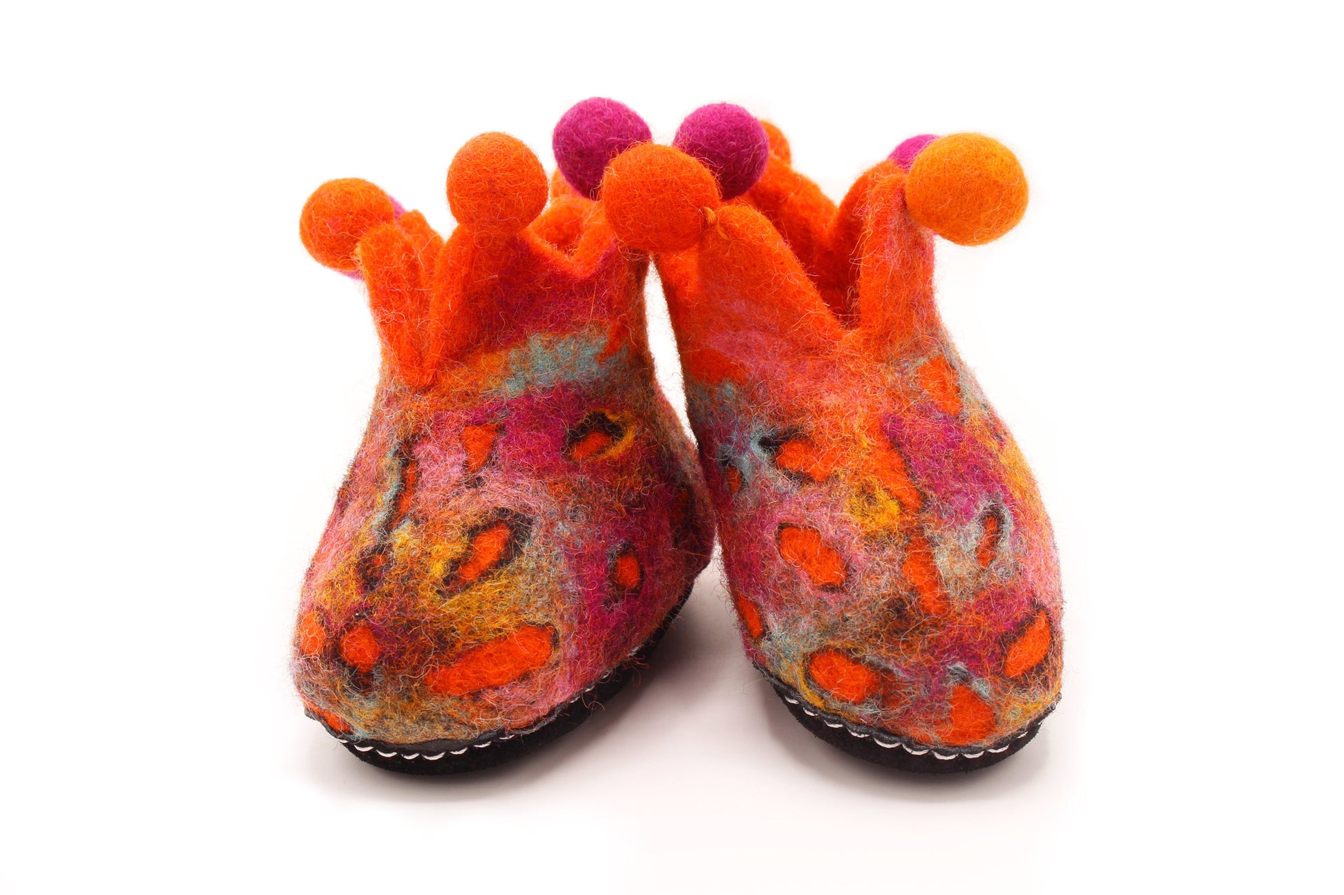 Orange Hand Felted Wool Baby Booties kids shoes
