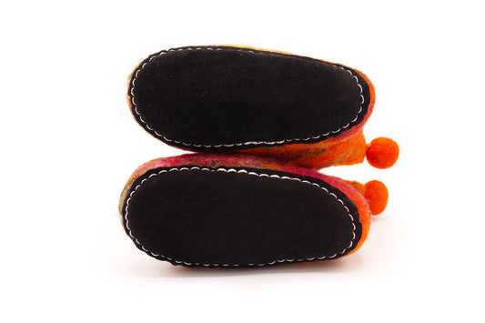 Orange Hand Felted Wool Baby Booties kids shoes