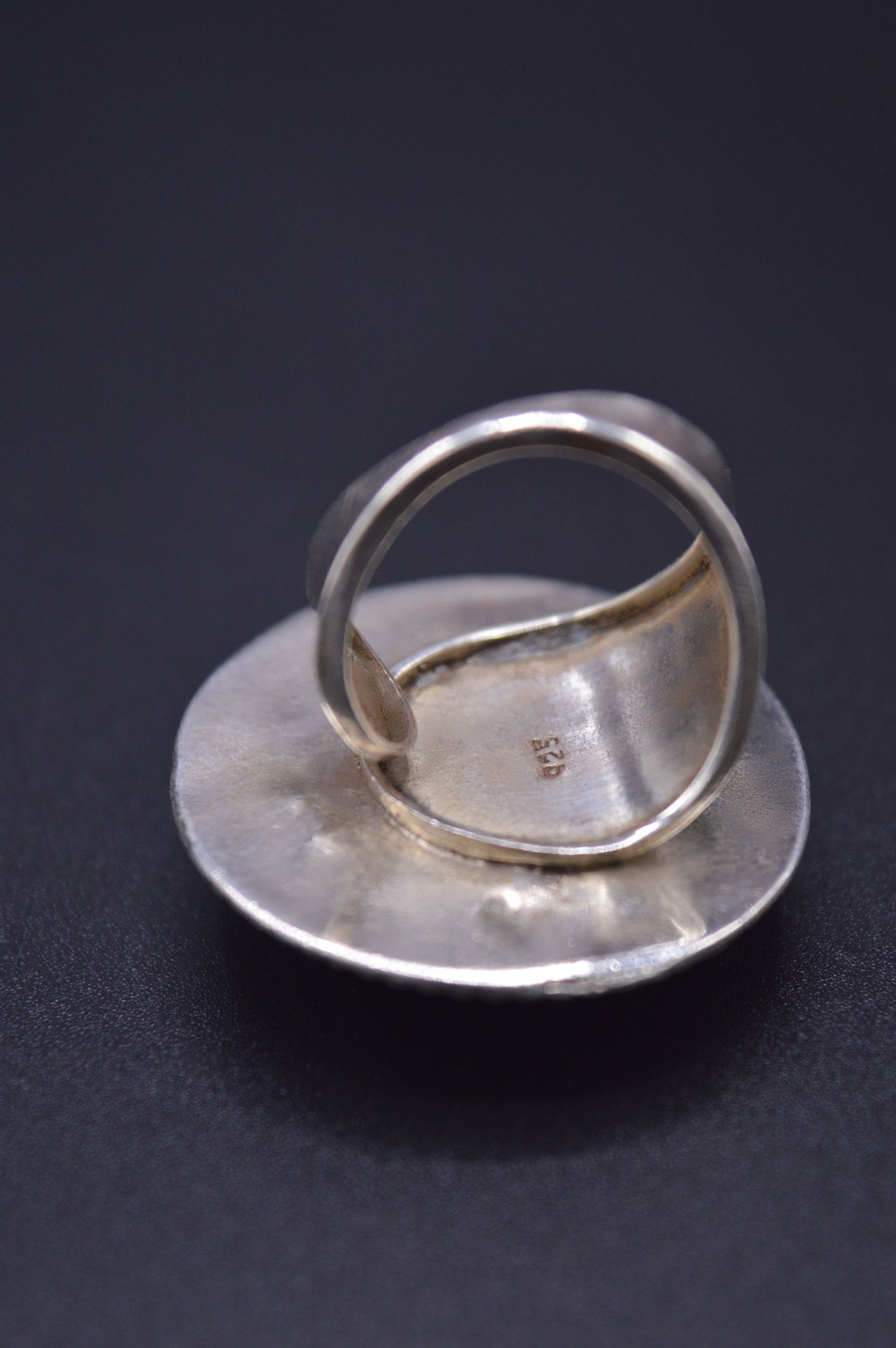 TWO STONE TURQUOISE STERLING SILVER ROUND FINGER RING FOR WOMEN