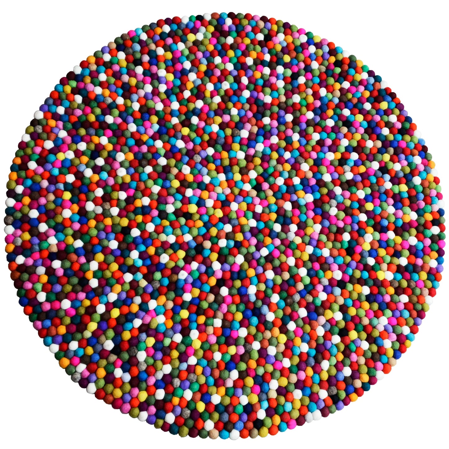 Round Multi Colored Felt Ball Rug