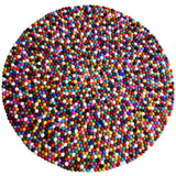 Round Multi Colored Felt Ball Rug