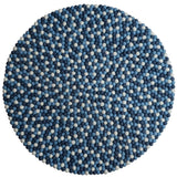 Round Blue Shades Felt Ball Rugs