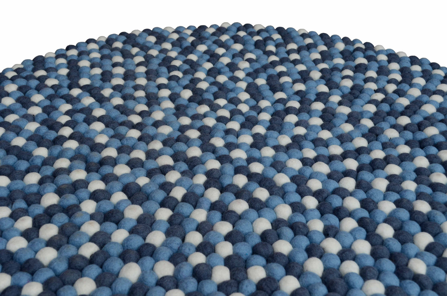 Round Blue Shades Felt Ball Rugs
