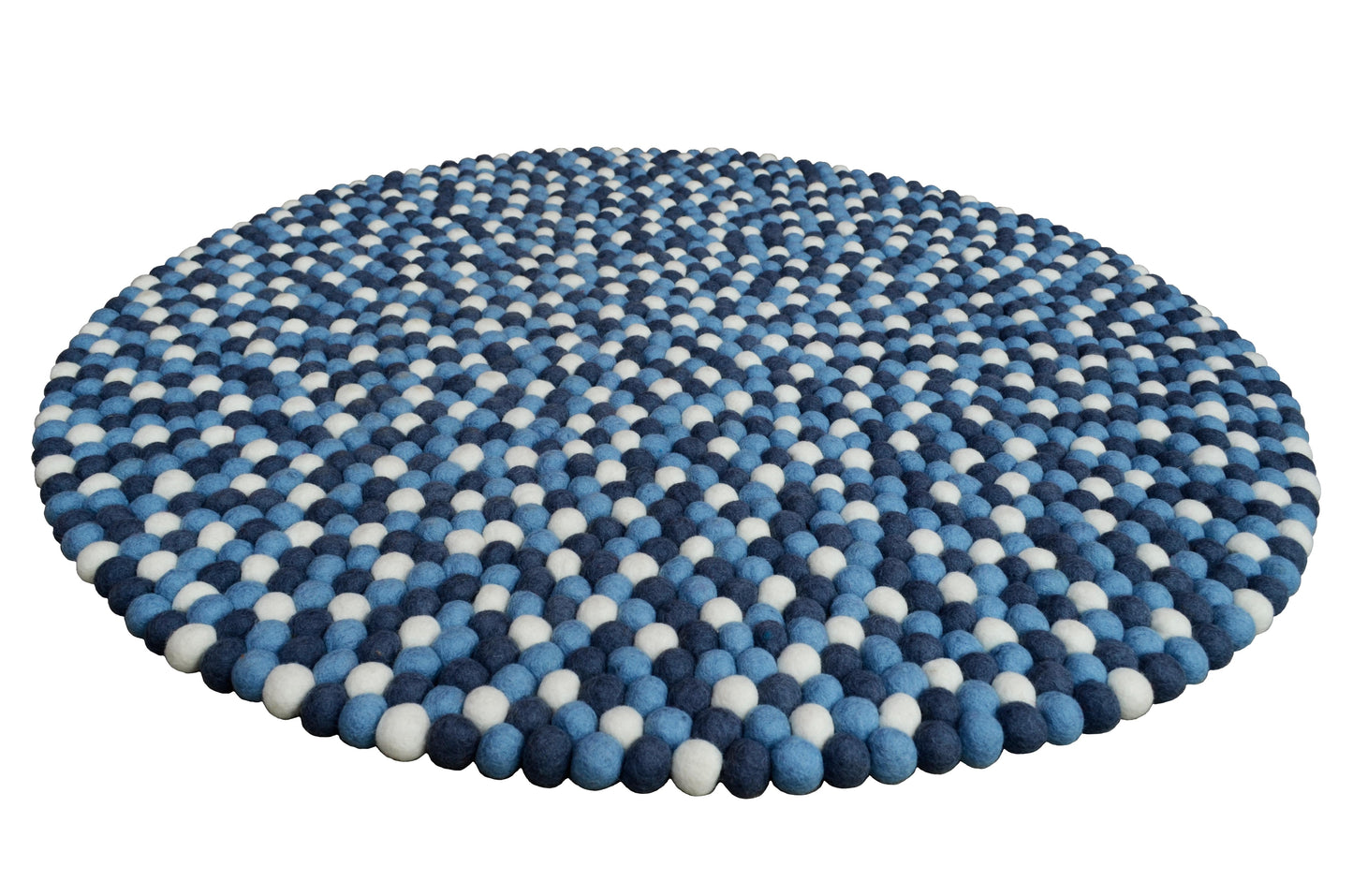 Round Blue Shades Felt Ball Rugs