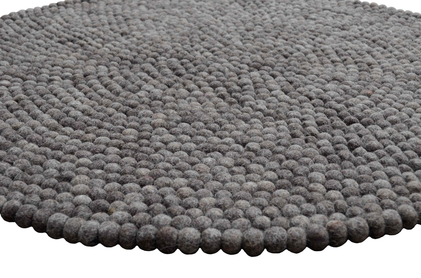 Round Grey Felt Ball Rug