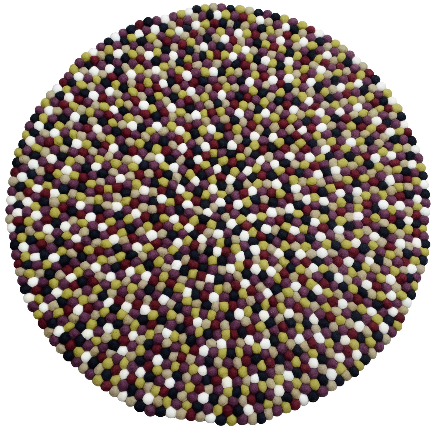 Round Multi Colored Dark Tone Felt Ball Rug