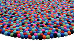 Round Bluish Multi-colored Felt Ball Rug