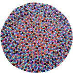 Round Bluish Multi-colored Felt Ball Rug