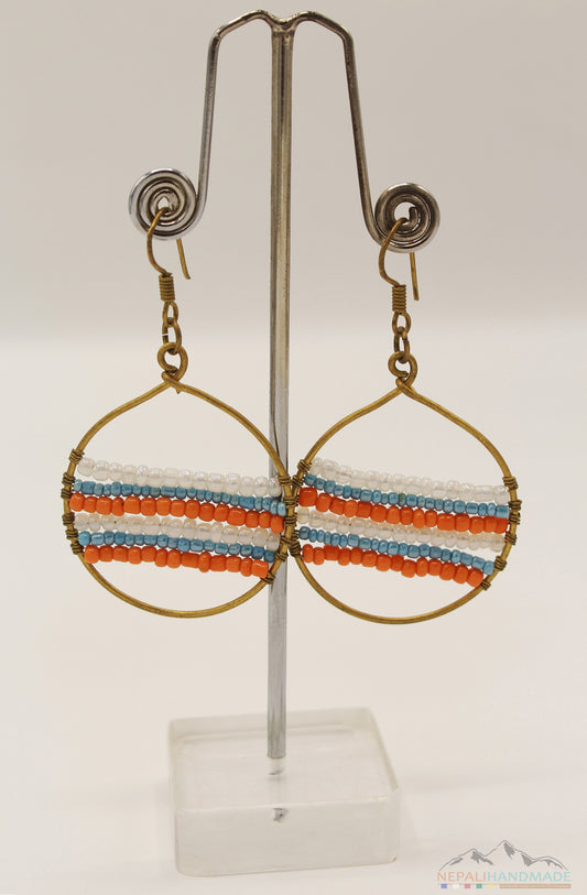 THREE COLORS BEADS DANGLE EARRING