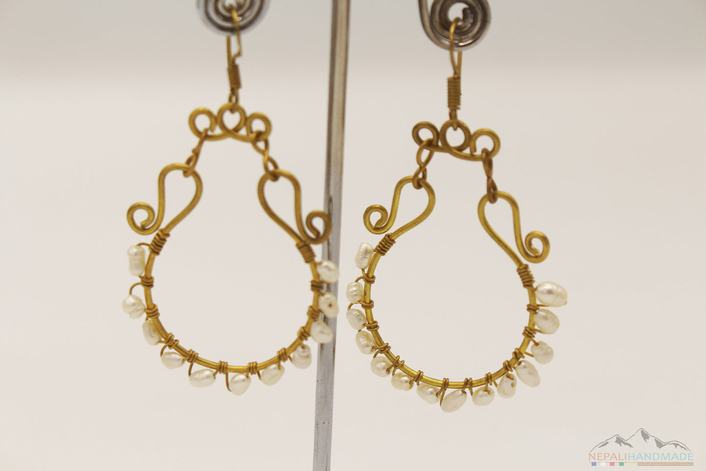 WHITE PEARLS EMBEDDED DANGLE EARRING