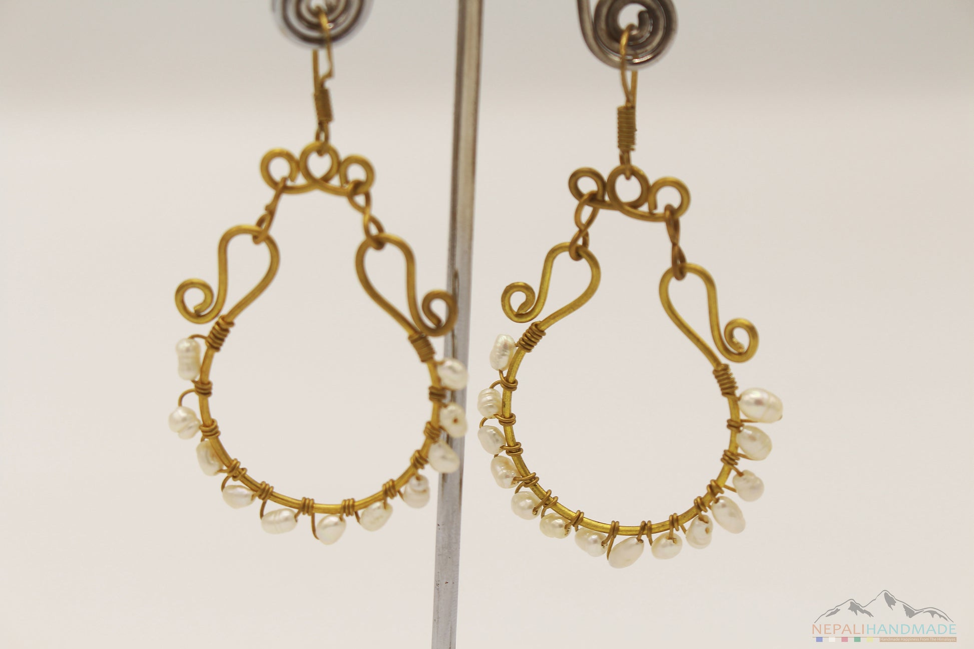 WHITE PEARLS EMBEDDED DANGLE EARRING