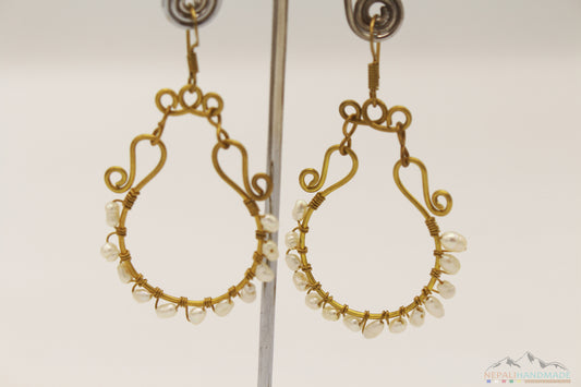 WHITE PEARLS EMBEDDED DANGLE EARRING