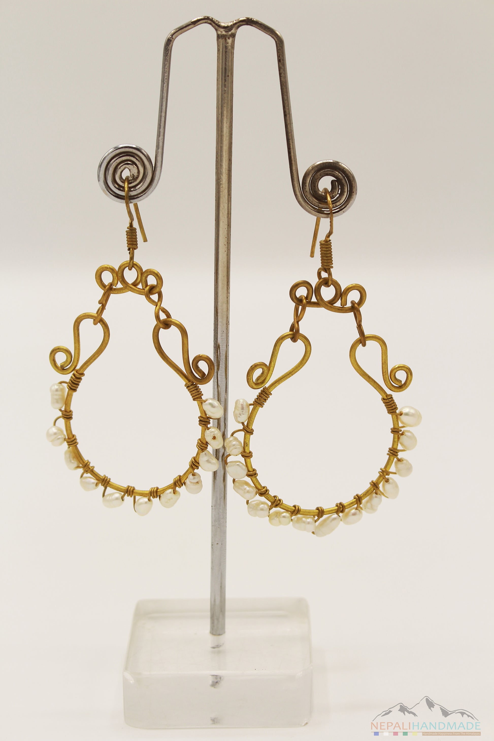 WHITE PEARLS EMBEDDED DANGLE EARRING