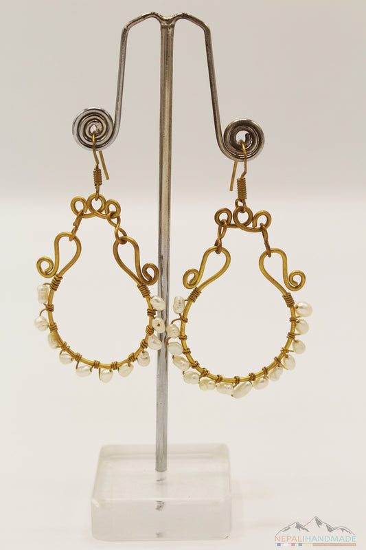 WHITE PEARLS EMBEDDED DANGLE EARRING
