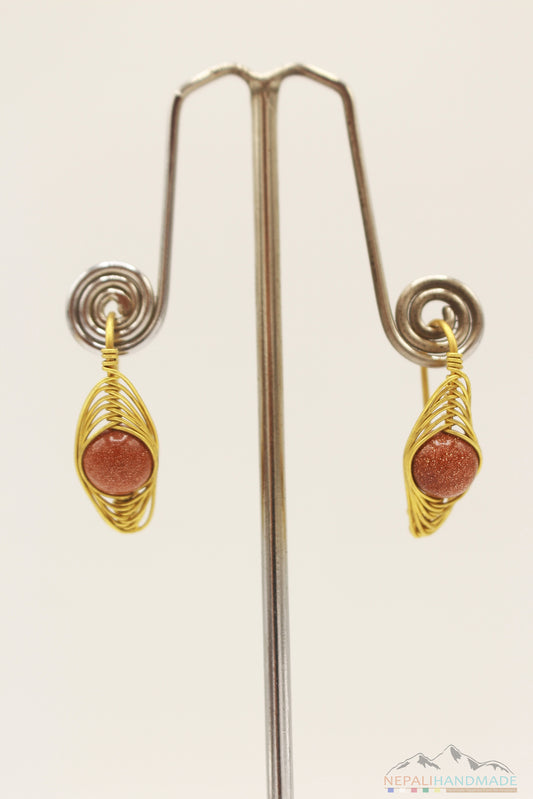SAPPHIRE UNIVERSE WIRE ART DROP EARRING