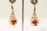 SPIRAL CAGED CRYSTALS DROP EARRING