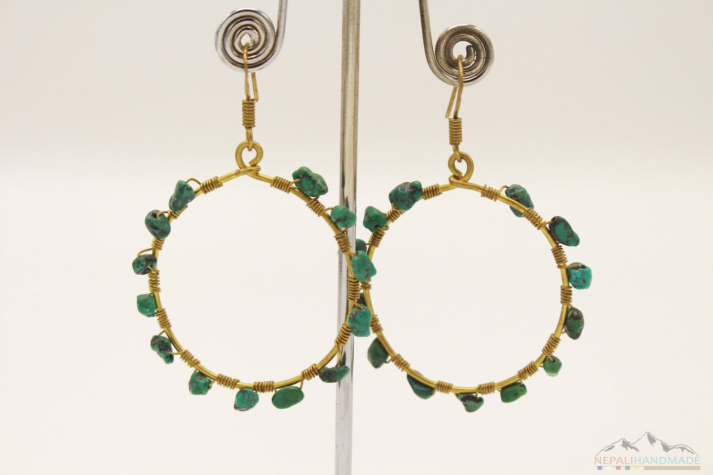 TURQUOISE EMBEDDED DANGLE EARRING
