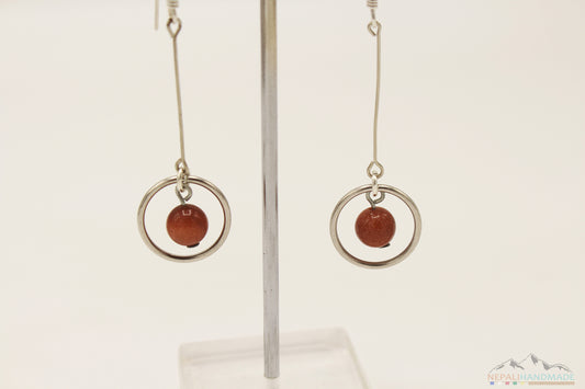 SPARKLING BROWN UNIVERSE INSIDE RING DANGLE DROP EARRING