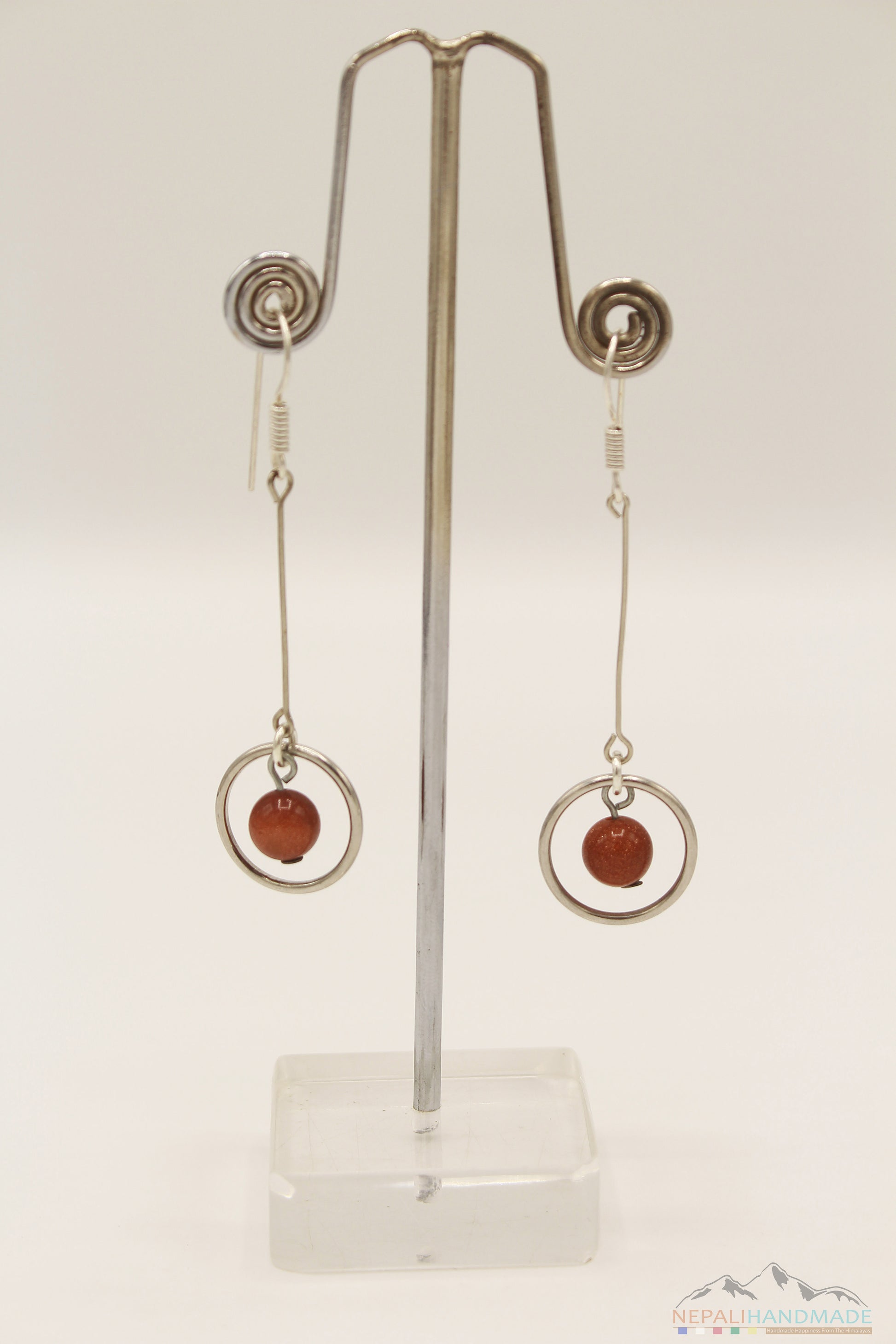 SPARKLING BROWN UNIVERSE INSIDE RING DANGLE DROP EARRING