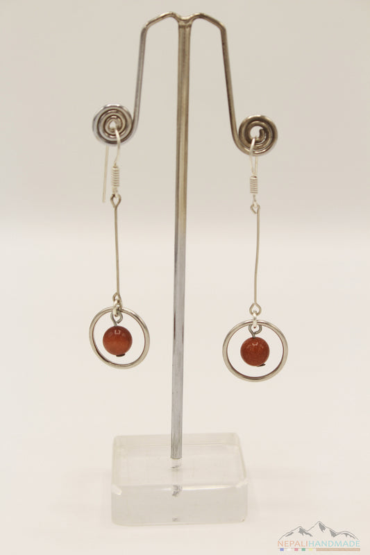 SPARKLING BROWN UNIVERSE INSIDE RING DANGLE DROP EARRING