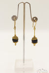 WIRE ART WITH SHINY BLACK STONE DROP EARRING
