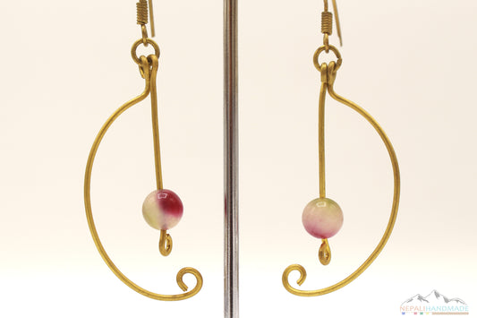 MULTI COLOR STONE SEMI CIRCLE EARRING