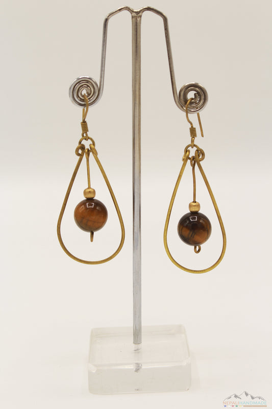 DROPLET WITH BROWN CRYSTAL EARRING