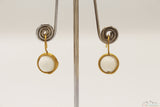 WHITE STONE WITH CIRCULAR WIRE WRAP DROP EARRING