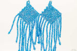 Sky-Blue Glass Beads Square Chandelier Earring