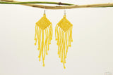 Yellow Glass Beads Square Chandelier Earring
