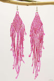 Hot Pink Glass Beads Rhombus Chandelier Earring for Women