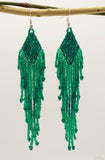Sea green Glass Beads Rhombus Chandelier Earring for Women