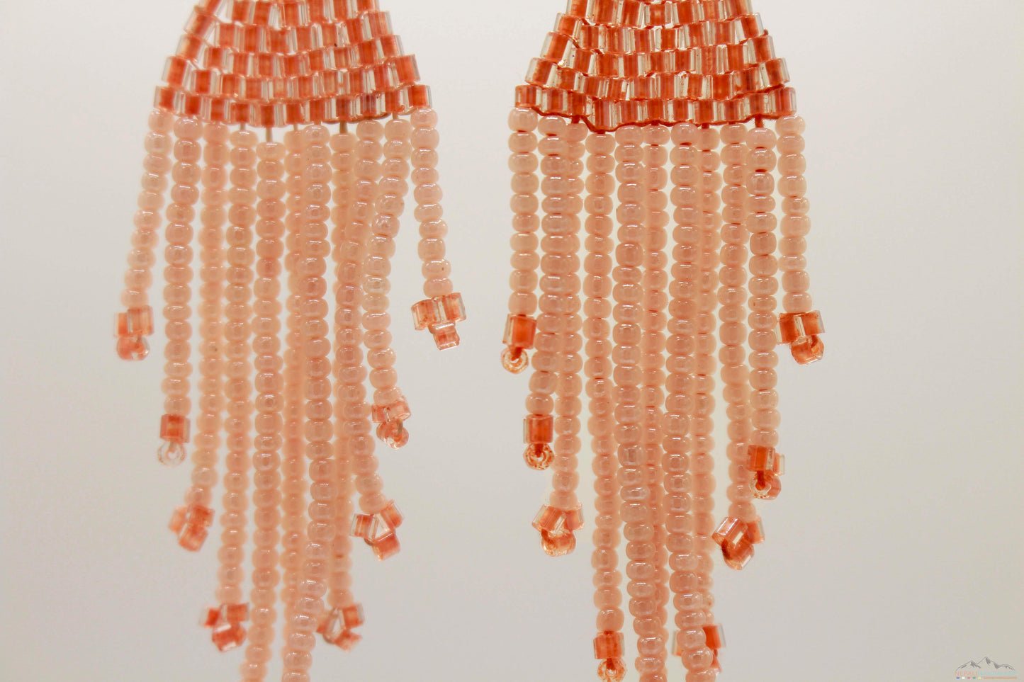 Light Salmon Orange Glass Beads Triangular Chandelier Earring